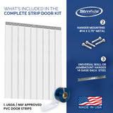 Cooler or Freezer Strip Curtain Door Low Temp Strips Complete Kit