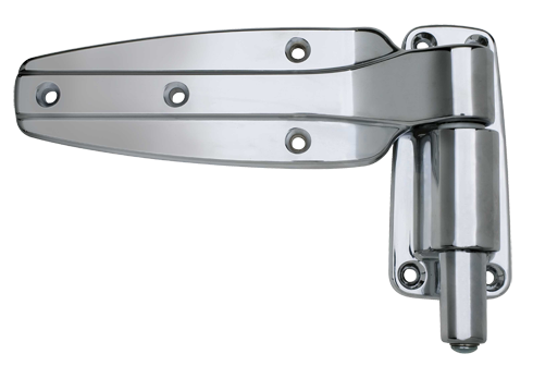 Kason 1248 Spring-Loaded Hinge, Polished Chrome, Offset Mount